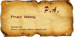 Prusz Adony névjegykártya